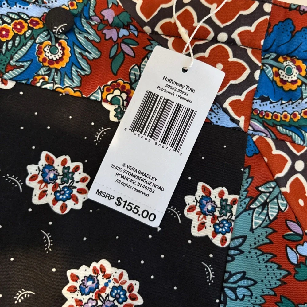 Vera Bradley Hathaway Tote NTW Patchwork and Feathers - Picture 2 of 4